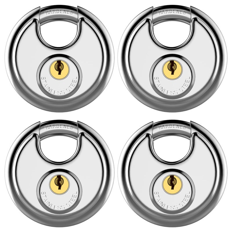 Puroma Keyed Padlock Stainless Steel Locker Lock Heavy Duty Locks with 12 Keys Waterproof Outdoors Gate Storage Unit Lock with 38 Inch Shackle for Warehouse Gym Storage Locker 4 Pack - Image 2