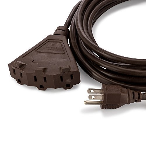 HLO Lighting Holiday Lighting Outlet 25-Foot Brown Extension Cord, 3-Prong Indoor & Outdoor Splitter, Perfect for Landscape Lighting - Image 2