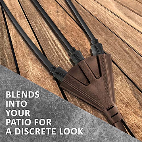 HLO Lighting Holiday Lighting Outlet 25-Foot Brown Extension Cord, 3-Prong Indoor & Outdoor Splitter, Perfect for Landscape Lighting - Image 4