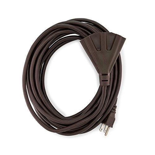 HLO Lighting Holiday Lighting Outlet 25-Foot Brown Extension Cord, 3-Prong Indoor & Outdoor Splitter, Perfect for Landscape Lighting - Image 1
