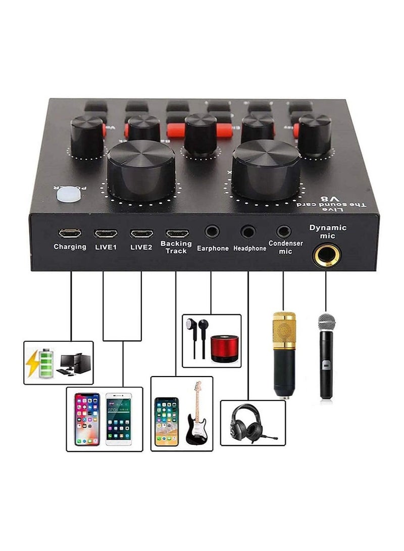 Podcast Condenser Microphone Bundle with v8 Sound Card/Condenser Studio Microphone for Laptop Computer Vlog Living Broadcast Live Streaming - Image 4