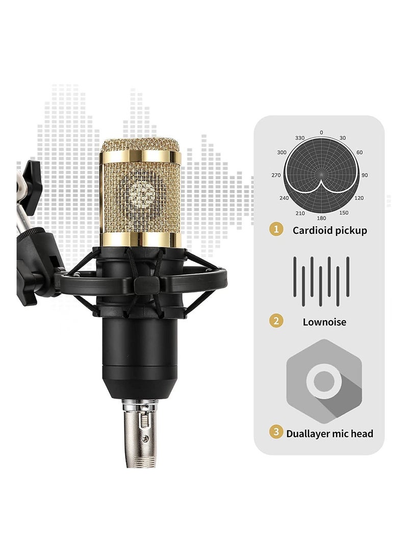 Podcast Condenser Microphone Bundle with v8 Sound Card/Condenser Studio Microphone for Laptop Computer Vlog Living Broadcast Live Streaming - Image 3