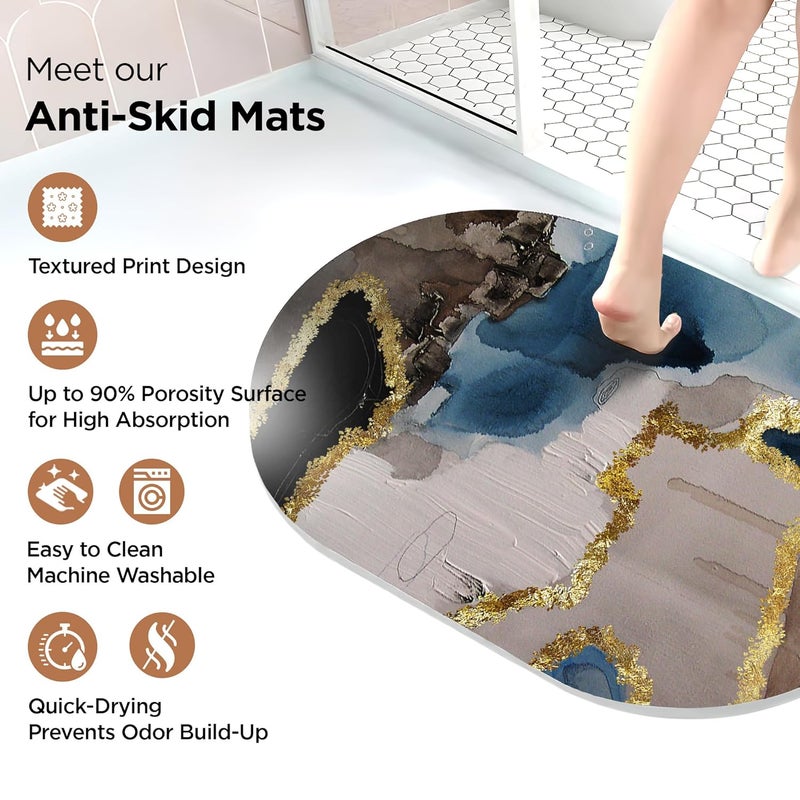 UMAI Polyester Rubber Bathroom Mat (40 * 60cm) Bath Mat | Anti Skid Mat for Bathroom Floor | Bathroom Accessories | Bathroom Mats Water Soak | Non Slip Mat for Bathroom | Floor Mat (Multicolour) - Image 4