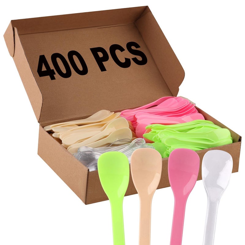 Mini Ice Cream Dessert Taster Spoons Multi Colors Disposable Plastic Tasting Spoons for Ice Cream Yogurt
