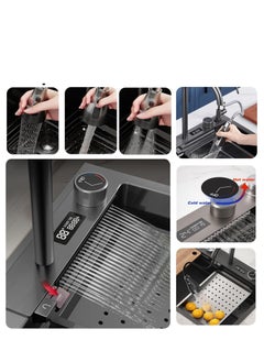 ULHYC Kitchen Sink Flying rain Waterfall Stainless Steel Undermount Kitchen Sink Drop In Kitchen Sink Single Bowl, With LED digital display screen, handwheel thermostat switch  - Image 3