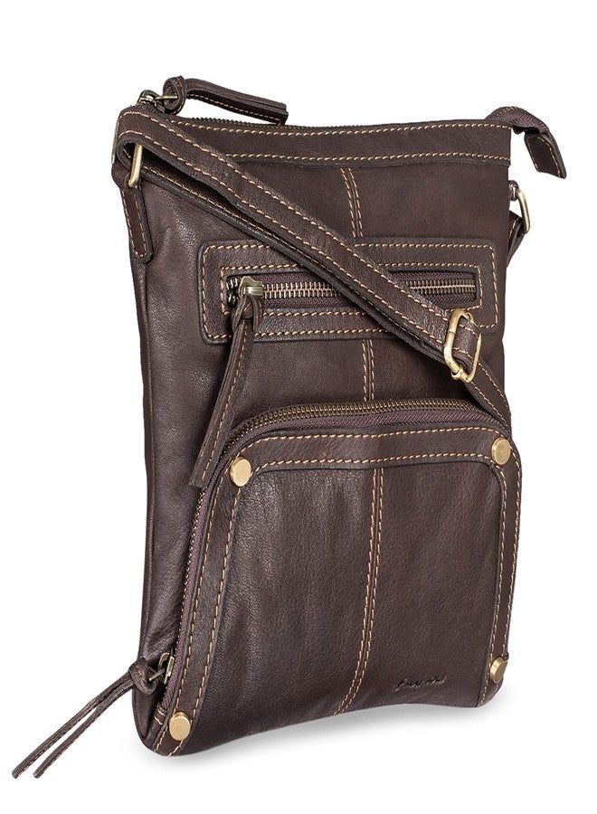 MAI SOLI Genuine Leather Shoulder Sling Bag for Women | Crossbody Bag For Girls | With 6 Slots for Debit/Credit Card, 2 Front Zip Pocket and 1 Slip Phone Pocket | Adjustable Straps - Brown - Image 2