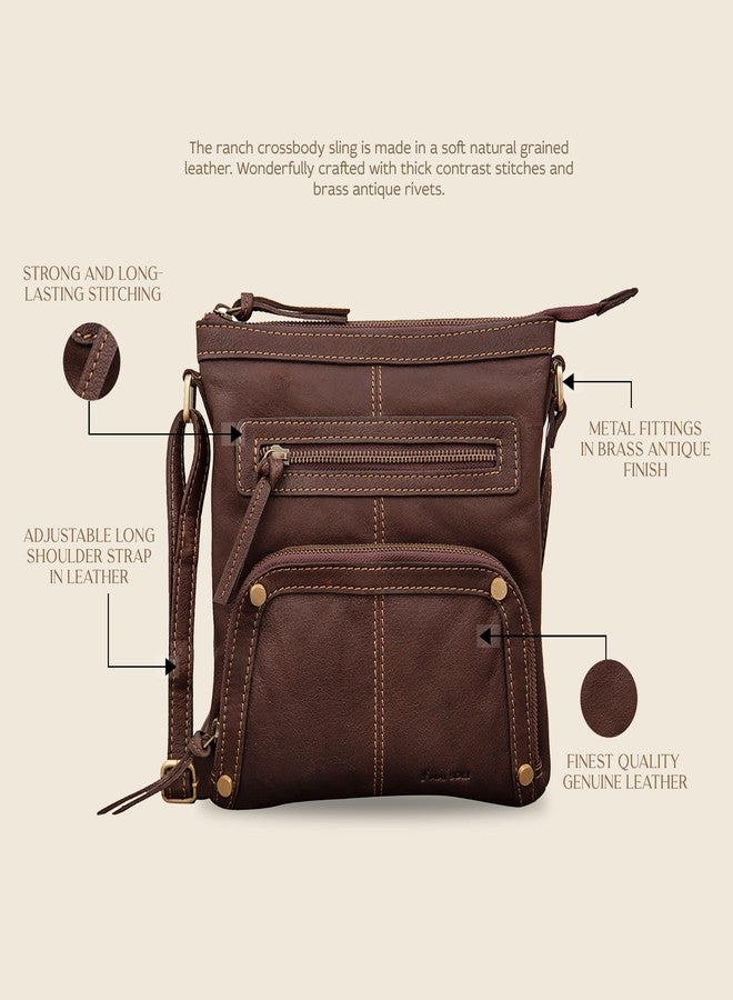 MAI SOLI Genuine Leather Shoulder Sling Bag for Women | Crossbody Bag For Girls | With 6 Slots for Debit/Credit Card, 2 Front Zip Pocket and 1 Slip Phone Pocket | Adjustable Straps - Brown - Image 5