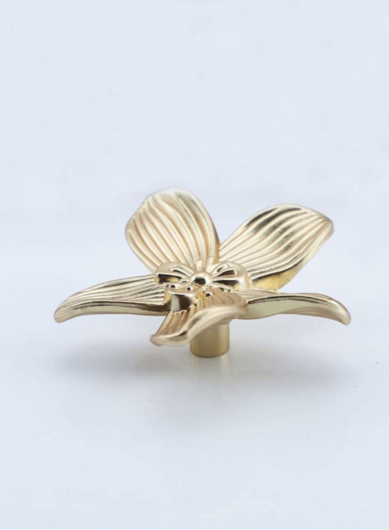 Zikra Gold Flower Drawer Knobs Creative Petal Kitchen Cabinet Knobs Dresser Knobs Furniture Cupboard Drawer Pulls Handles for Wardrobe Door Pulls 4 Pcs - Image 4