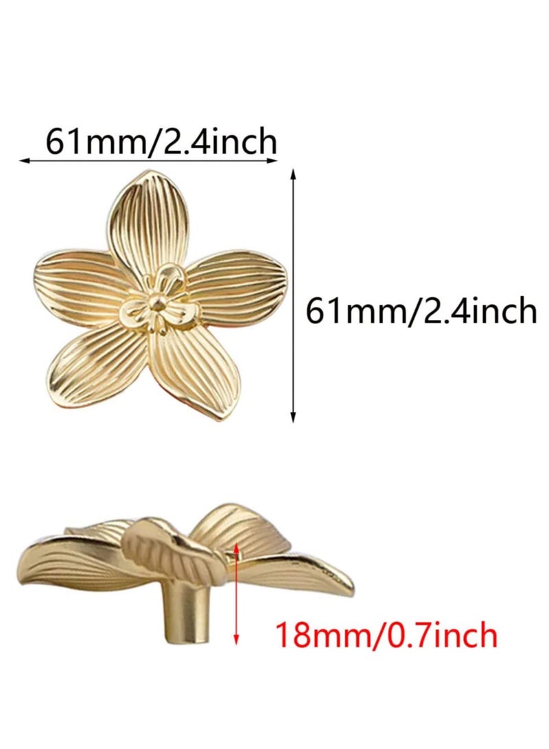Zikra Gold Flower Drawer Knobs Creative Petal Kitchen Cabinet Knobs Dresser Knobs Furniture Cupboard Drawer Pulls Handles for Wardrobe Door Pulls 4 Pcs - Image 2
