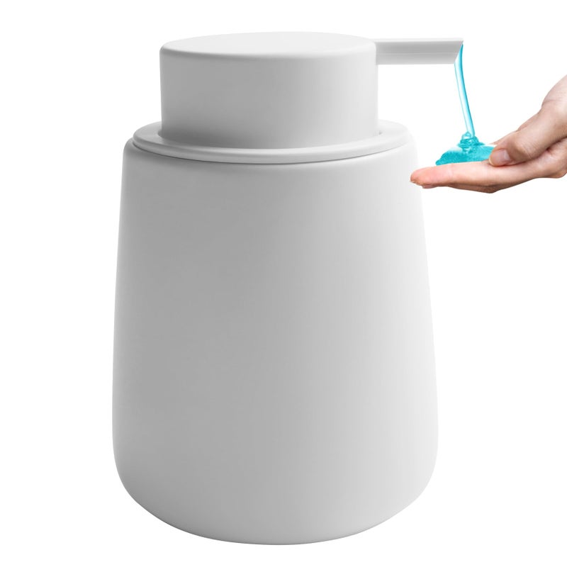 TOOZFO Soap Dispenser Ceramic with Easy-to-Press Pump Hand Lotion Liquid Dispenser for Shampoo Bathroom Kitchen 12 oz White - Image 2