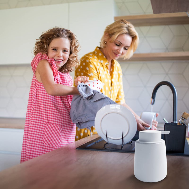 TOOZFO Soap Dispenser Ceramic with Easy-to-Press Pump Hand Lotion Liquid Dispenser for Shampoo Bathroom Kitchen 12 oz White - Image 4