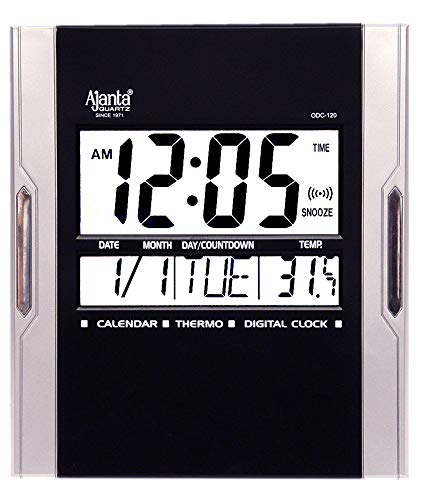 Ajanta Quartz Abstract Plastic Rectangle Digital Alarm Wall Clock ODC 120 (22.5 cm x 25.5 cm x 2.5 cm, Black) - Image 5