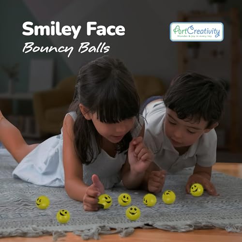 ArtCreativity Glow in the Dark Yellow Smiley Face Bouncing Balls Bulk Pack of 36 1 Inch High Bounce Bouncy Balls for Kids Glowing Party Favors and Goodie Bag Fillers for Boys and Girls - Image 5