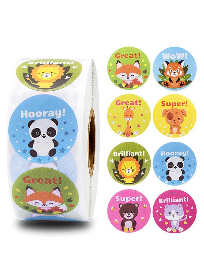 Wownect Adorable Animal Encouragement Stationary Stickers Round [1inch][500 Pcs Labels] Labels For Envelope Seals Packing Seals cards Gift Boxes Shopping Bags Bouquets Cardboard Decoration  - Image 1