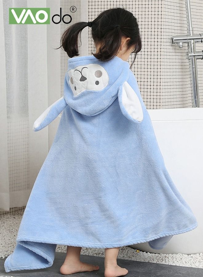 فاو دو الطفل الاطفال منشفة حمام سميكة المرجان الصوف سريع ماصة البشكير عباءة يمكن ارتداؤها في جميع الفصول مناسبة للشاطئ السباحة الاستحمام 88 * 150 سم ± 2 سم الأزرق - Image 5
