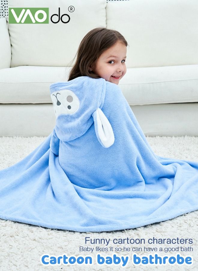 فاو دو الطفل الاطفال منشفة حمام سميكة المرجان الصوف سريع ماصة البشكير عباءة يمكن ارتداؤها في جميع الفصول مناسبة للشاطئ السباحة الاستحمام 88 * 150 سم ± 2 سم الأزرق - Image 2