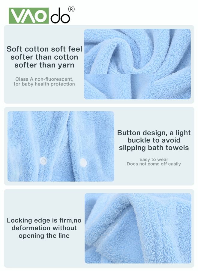 فاو دو الطفل الاطفال منشفة حمام سميكة المرجان الصوف سريع ماصة البشكير عباءة يمكن ارتداؤها في جميع الفصول مناسبة للشاطئ السباحة الاستحمام 88 * 150 سم ± 2 سم الأزرق - Image 3