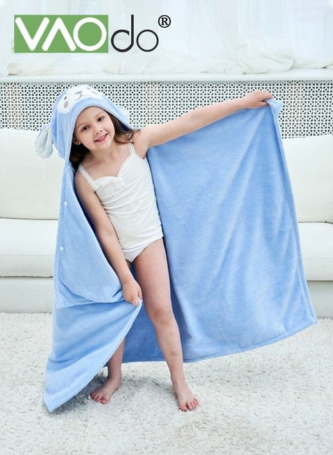 Baby Kids Bath Towel Thick Coral Fleece Fast Absorbent Bathrobe Cloak Can be Worn in All Seasons Suitable for Beach Swimming Bathing 88*150cm Blue
