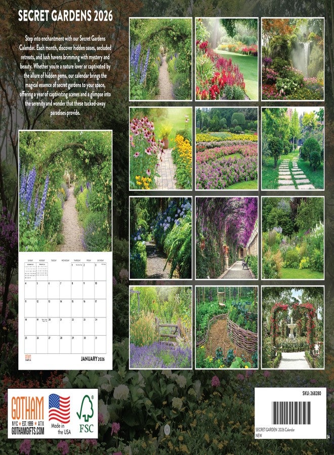 Poster Foundry Secret Garden Calendar 2026 Botanical Monthly Wall Calender 12 Month | American Made In The USA - Image 2