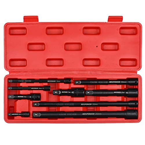 MIXPOWER 9-Piece Extension Bar Set, 1/4", 3/8" and 1/2" Drive Socket Extension, Premium Chrome Vanadium Steel with Black Phosphate Finish, Engineered for Impact Drivers - Image 1