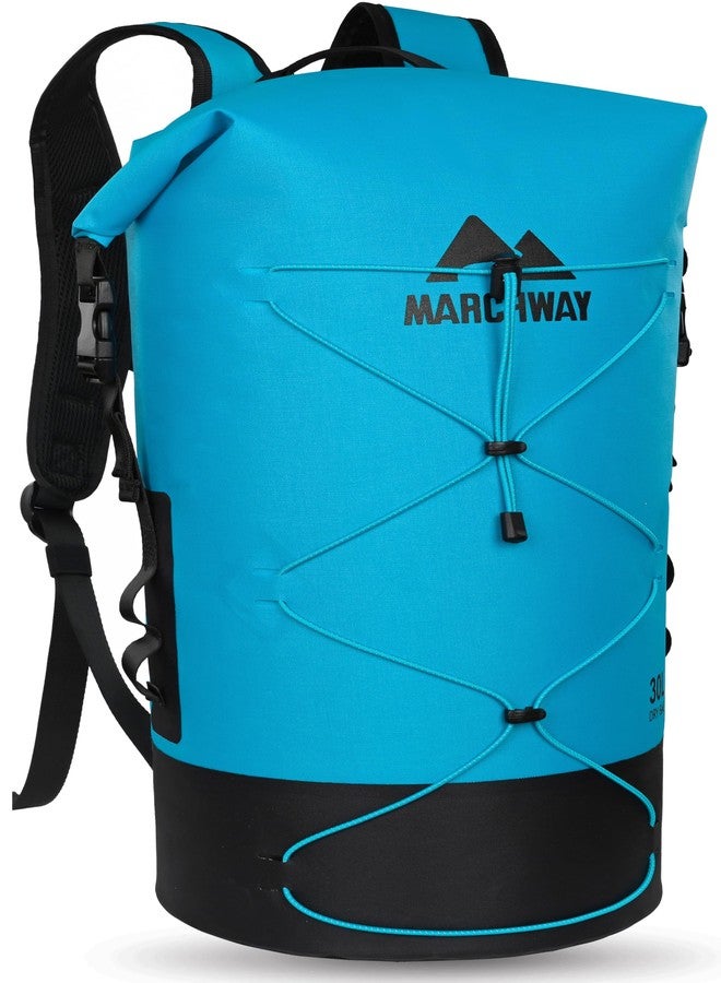 MARCHWAY Floating Roll Top Dry Bag, Flexible Lightweight TPU Waterproof Backpack 20L/30L/40L with Padded Straps for Boating, Kayaking, Swimming, Hiking, Beach (Blue, 30L) - Image 1