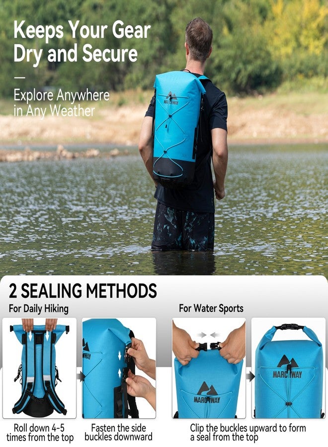 MARCHWAY Floating Roll Top Dry Bag, Flexible Lightweight TPU Waterproof Backpack 20L/30L/40L with Padded Straps for Boating, Kayaking, Swimming, Hiking, Beach (Blue, 30L) - Image 3