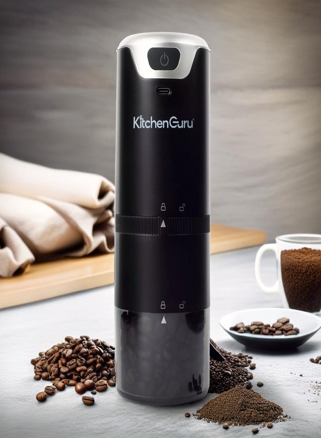 Kitchen Guru مطحنة قهوة قابلة لإعادة الشحن من ليفار - مطحنة قهوة لاسلكية مزودة بشفرات سيراميك - تعمل بالبطارية مع مستوى ضوضاء منخفض - إعدادات طحن قابلة للتعديل من خشن إلى ناعم - محمولة للسفر مع سلك شحن USB-C - Image 4