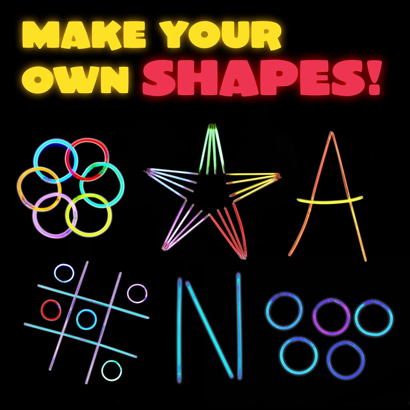 JOYIN 600 Pcs 8" Glow sticks Bulk Party Favors Pack, Neon Glow in the Dark Party Supplies, Light Up Necklaces and Bracelets with Connectors, Christmas, Halloween, Football, Birthday Decorations - Image 3