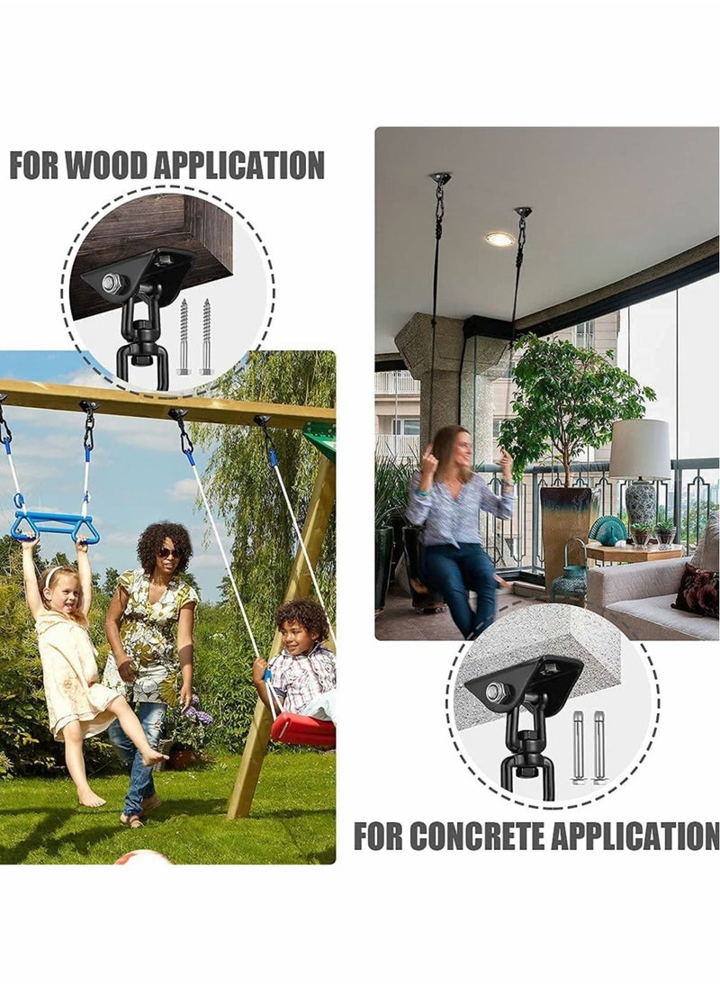 Excefore - Hammock Hanging kit,360°Rotating 1000 lb Capacity Heavy Duty,Hanger & Swing Hook Snap for Concrete Wood,Hammock,Veranda Seat,Chair,Swing Sets,Yoga and Gym（Black） - Image 1
