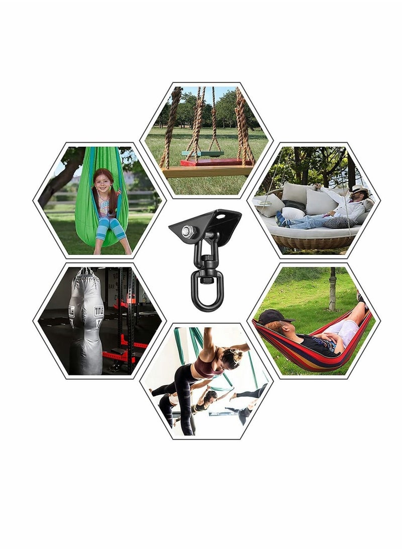 Excefore - Hammock Hanging kit,360°Rotating 1000 lb Capacity Heavy Duty,Hanger & Swing Hook Snap for Concrete Wood,Hammock,Veranda Seat,Chair,Swing Sets,Yoga and Gym（Black） - Image 1