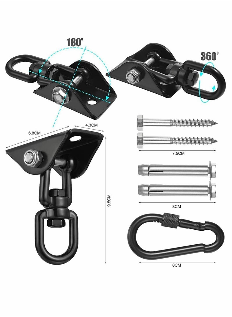 Excefore - Hammock Hanging kit,360°Rotating 1000 lb Capacity Heavy Duty,Hanger & Swing Hook Snap for Concrete Wood,Hammock,Veranda Seat,Chair,Swing Sets,Yoga and Gym（Black） - Image 1