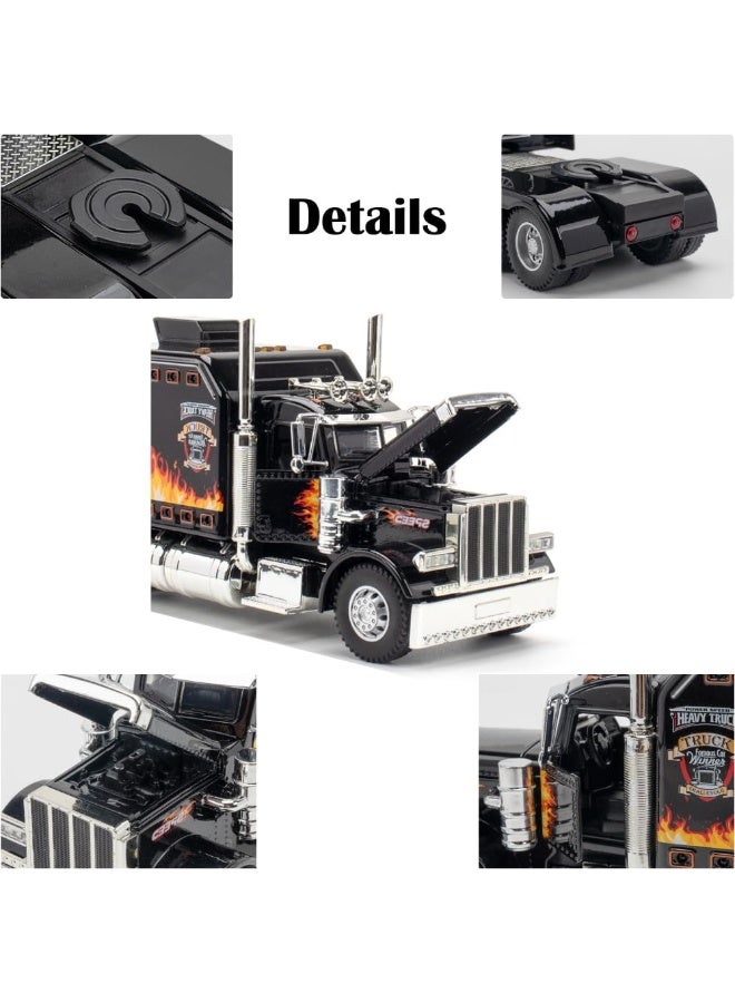 هالامودو 1:24 بيتربيلت 389 الأمريكية سباكة شاحنة نموذج، محاكاة سباكة مقطورة نموذج سيارة مع الصوت والضوء، إسحب سبايك الخلف لعبة نموذج السيارة، أبواب مفتوحة، مجموعة زينة السيارة، هدية مثالية للأطفال الفتيات الفتيان، معدات الحفلة لمعرض ذكرى المجموعة، الأسود، 24*6.5*9.5 سم - Image 4