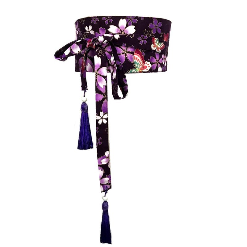 thefancypumpkin Japanese Yukata Kimono OBI with Tassel Belt Harajuku Waistband-V10 - Image 1