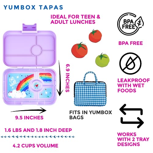 Yumbox Tapas (Seville Purple Rainbow) - Large Leakproof Bento Lunch Box for Adults/Kids, 4 Compartments - 4.2 Cups Capacity - Image 2