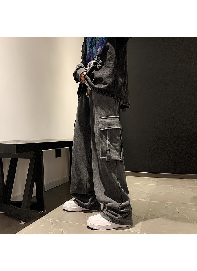 Generic - Trendy Brand Mens Jeans Loose Fit Casual Pants Spring Autumn Season Straight Leg Pants Footwear For Men Black - Image 1