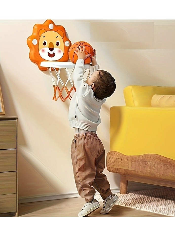 طقم كرة السلة للأطفال - لعبة رياضية مثبتة على الحائط بتصميم حيوانات كرتونية للعب الداخلي والخارجي - ارتفاع قابل للتعديل للمرح النشيط - مثالي لتعزيز النشاط البدني وتطوير المهارات للأطفال من عمر 3 سنوات فما فوق - Image 5