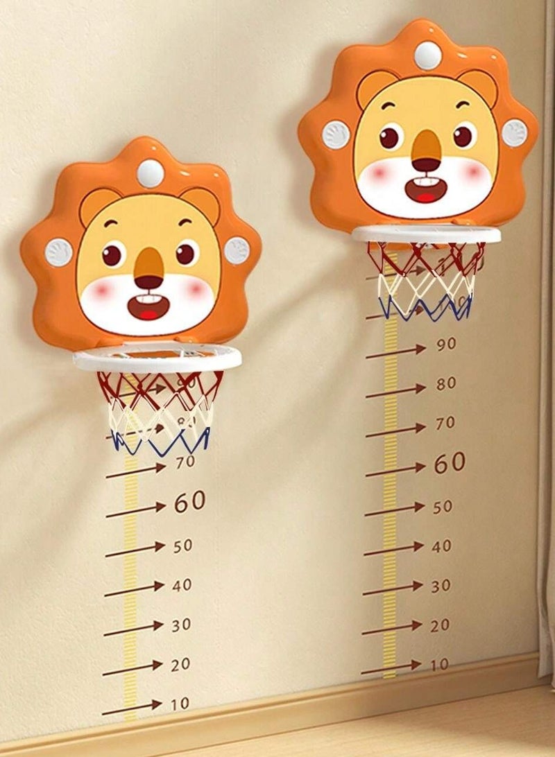 طقم كرة السلة للأطفال - لعبة رياضية مثبتة على الحائط بتصميم حيوانات كرتونية للعب الداخلي والخارجي - ارتفاع قابل للتعديل للمرح النشيط - مثالي لتعزيز النشاط البدني وتطوير المهارات للأطفال من عمر 3 سنوات فما فوق - Image 3
