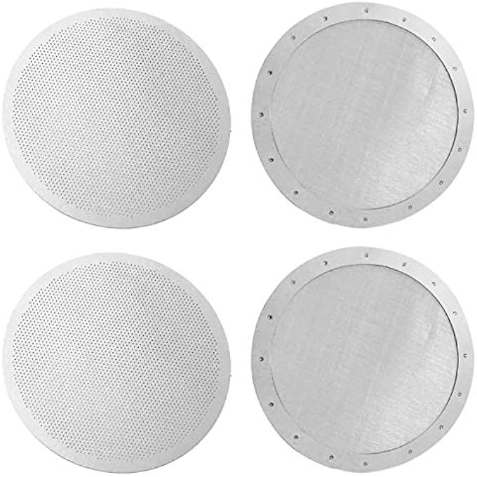 CKANDAY 4 Pack Premium Reusable Coffee Filters For OldNew Aeropress Aerobie Coffee Makers 2 Types Washable Stainless Steel Metal Mesh Fine MicroFilters Silver - Image 2