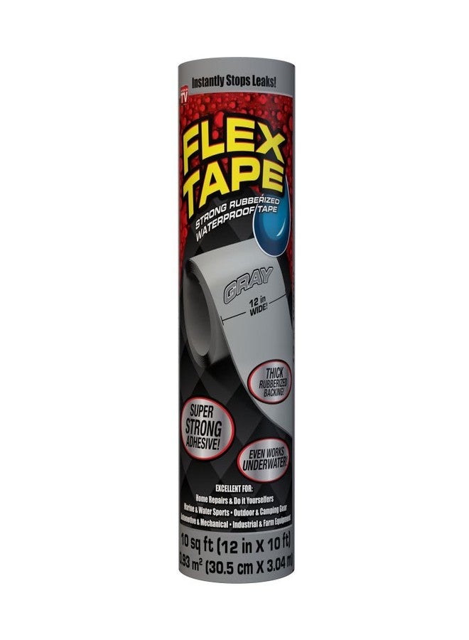 Flex Tape, Original Thick Flexible Rubberized Waterproof Tape - Seal and Patch Leaks, Works Underwater, Indoor Outdoor - Home RV Roof Plumbing and Pool Repairs, Gray, 12 in x 10 ft, Pack of 1 - Image 1