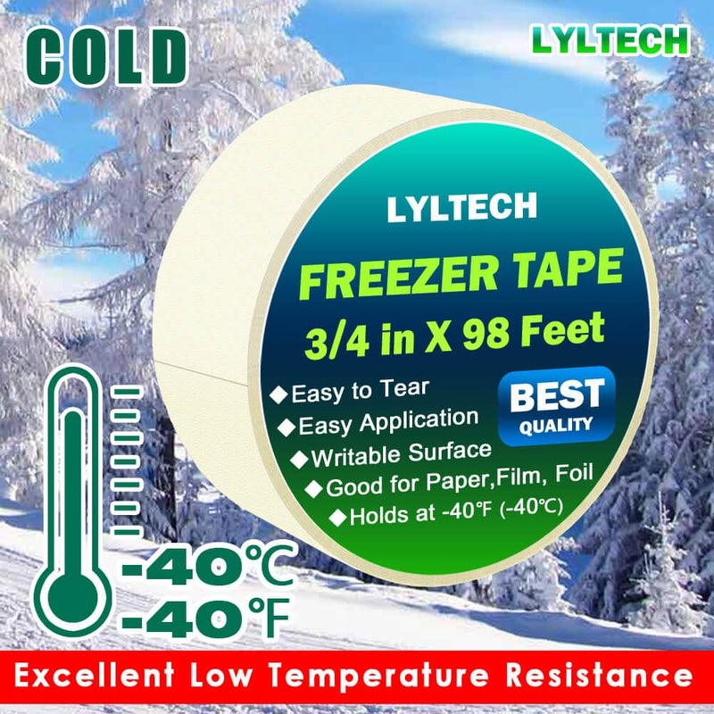 LYLTECH Black Freezer Tape 5 Rolls -165 Yard,Writable Surface,Easy to Tear, Low Temperature Resistance,Residue-Free Removal, Each Roll 3/4 in x 33Yard - Image 4