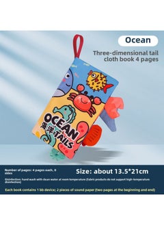 Generic Book-year-old Baby Early Education A Book Hand Tearing Book Book Cloth Book Bite 3 Kinds Of Baby-tearing Baby 0 Tail Can Be-Color:Chinese And English Ocean Tail (4 Pages, 8 Sides, Including Paper Ring Bb Device)-Specifications:Standard  - Image 1