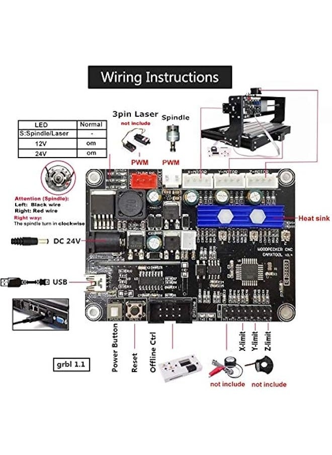 Generic - Upgraded CNC 3018 Pro M CNC Machine, 3 Axis CNC Engraving Machine Wood Router Kit GRBL Control DIY Plastic Acrylic PCB PVC Carving Milling Machine with Offline Controller - Image 1