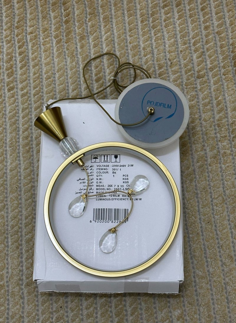 ثريا علاقي سقف دائري ليد ذهبي مودرن بثلاث اضاءات - Image 4