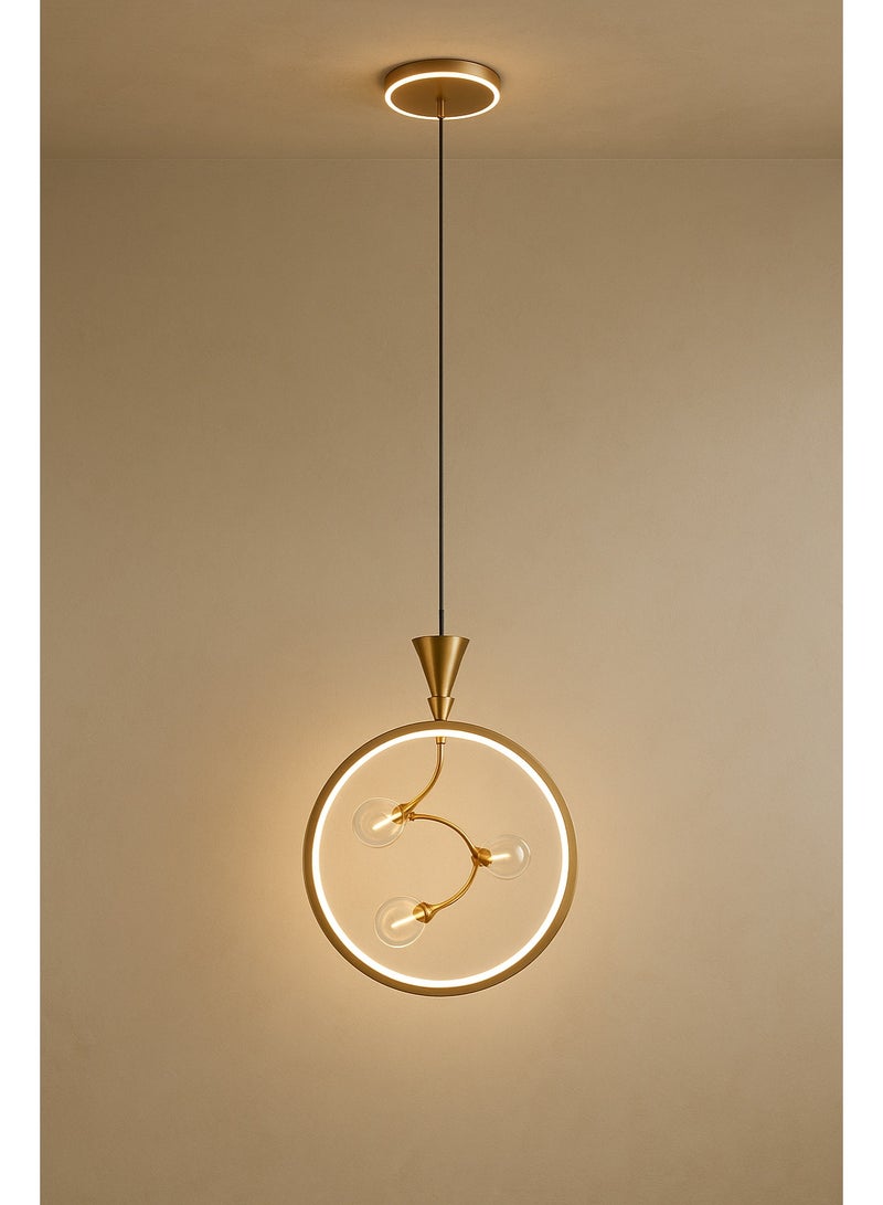 ثريا علاقي سقف دائري ليد ذهبي مودرن بثلاث اضاءات - Image 1