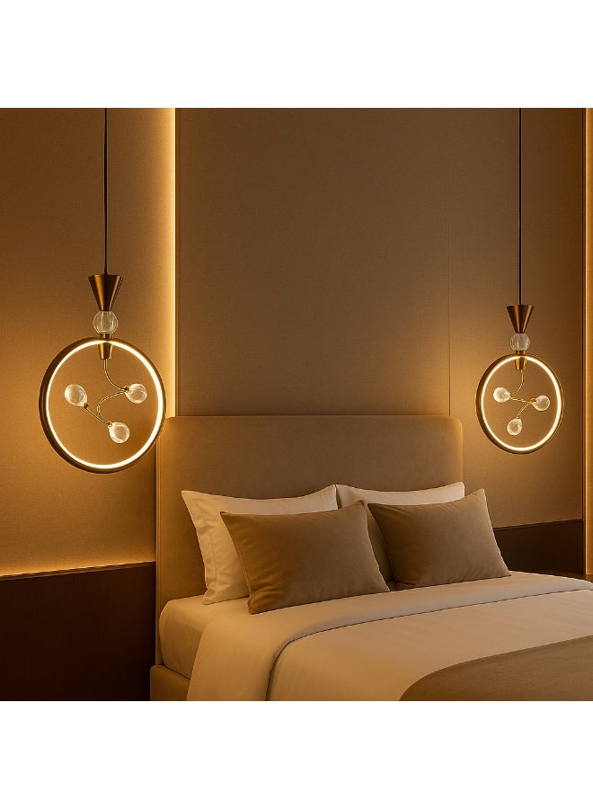 ثريا علاقي سقف دائري ليد ذهبي مودرن بثلاث اضاءات - Image 5