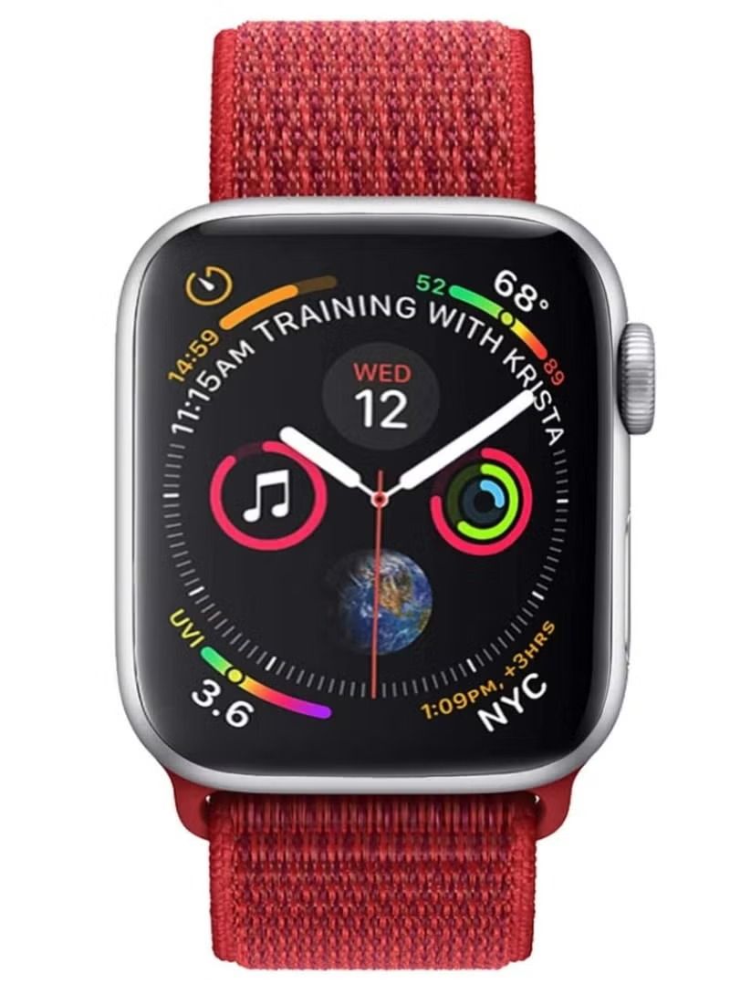 إيف سوار رياضي من النايلون لساعة Apple 45 مم 44 مم 42 مم ، حزام بديل ناعم لـ iWatch Series 7/6 / SE / 5/4/3/2/1 (أحمر) - Image 2