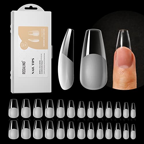 ROSALIND Half Matte Medium Coffin Fake Nail Tips 264PCS Press on Nails Coffin Full Cover Medium False Nail Tips DIY Manicure Salon Artificial Extension NailsOneSided No File - Image 2