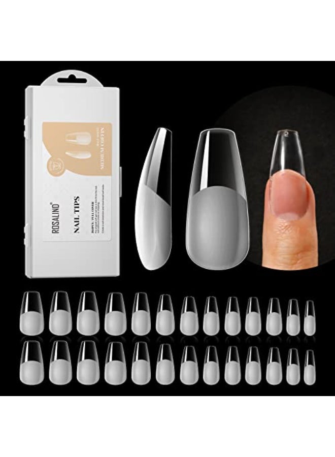 ROSALIND Half Matte Medium Coffin Fake Nail Tips 264PCS Press on Nails Coffin Full Cover Medium False Nail Tips DIY Manicure Salon Artificial Extension NailsOneSided No File - Image 1