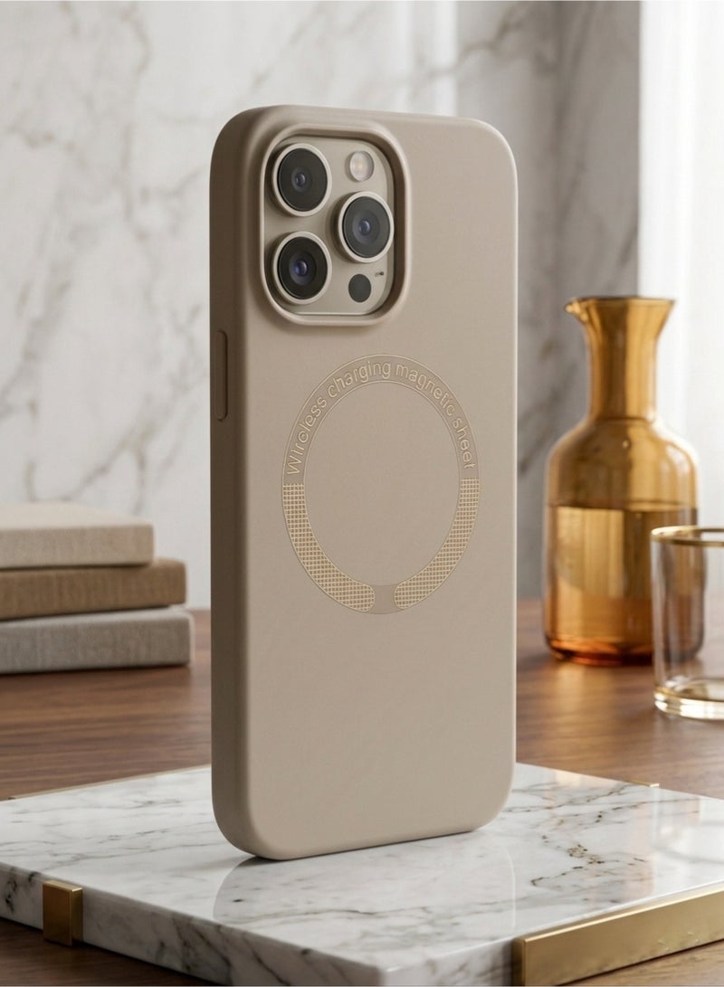 Grace apple iphone 15 pro max case - Premium Matte Silicone Magnetic Case for iPhone 15 Pro Max | Earth Tone - Image 2