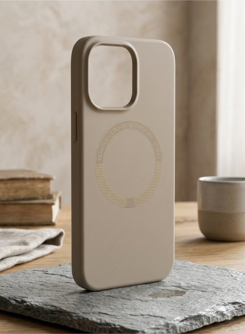 Grace apple iphone 15 pro max case - Premium Matte Silicone Magnetic Case for iPhone 15 Pro Max | Earth Tone - Image 3